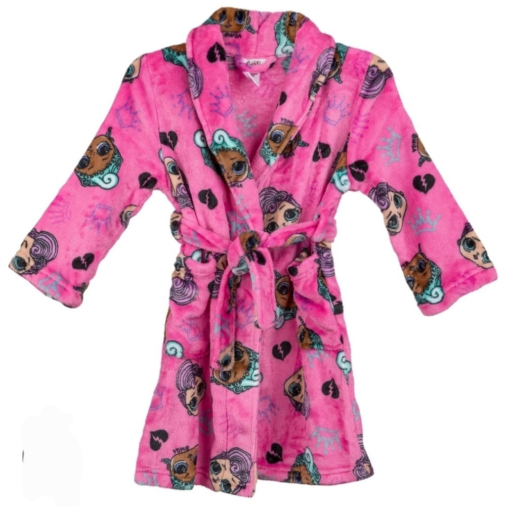 LOL Surprise Girls Pink Minky Fleece Kids' Bath Robe